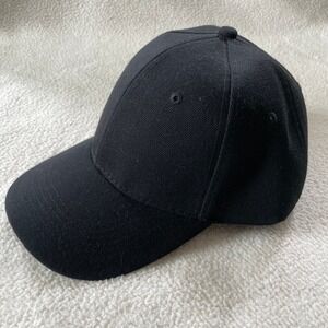Unbranded Baseball Cap Mens OS Black Acrylic Wool Blend Adjustable Hook Loop Hat
